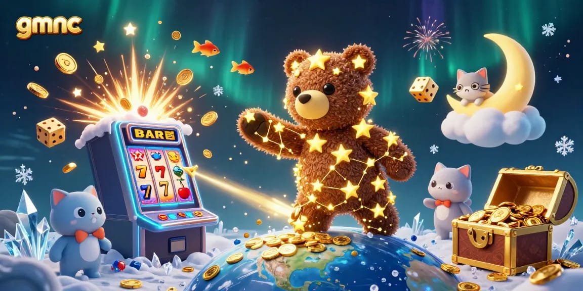 Experience thrilling outcomes at gmnc with vibrant 3D casino characters and sparkling game elements exploding with excitement.