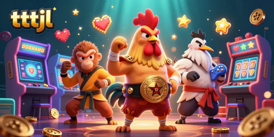 Engage in thrilling action with tttjl's vibrant 3D casino scene featuring unique characters.