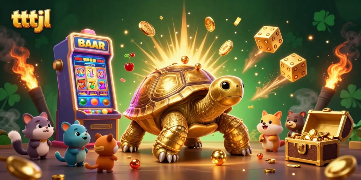 Engage with the tttjl casino experience featuring a whimsical tortoise and vibrant slot rewards.