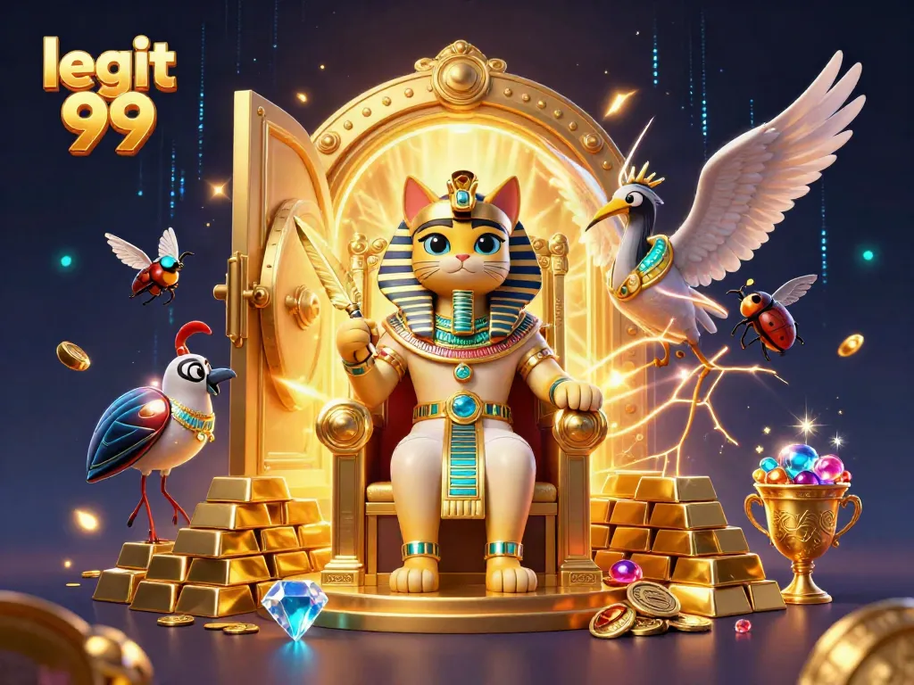 Experience historic thrills with legit 99 gaming, featuring a pharaoh cat and treasures.