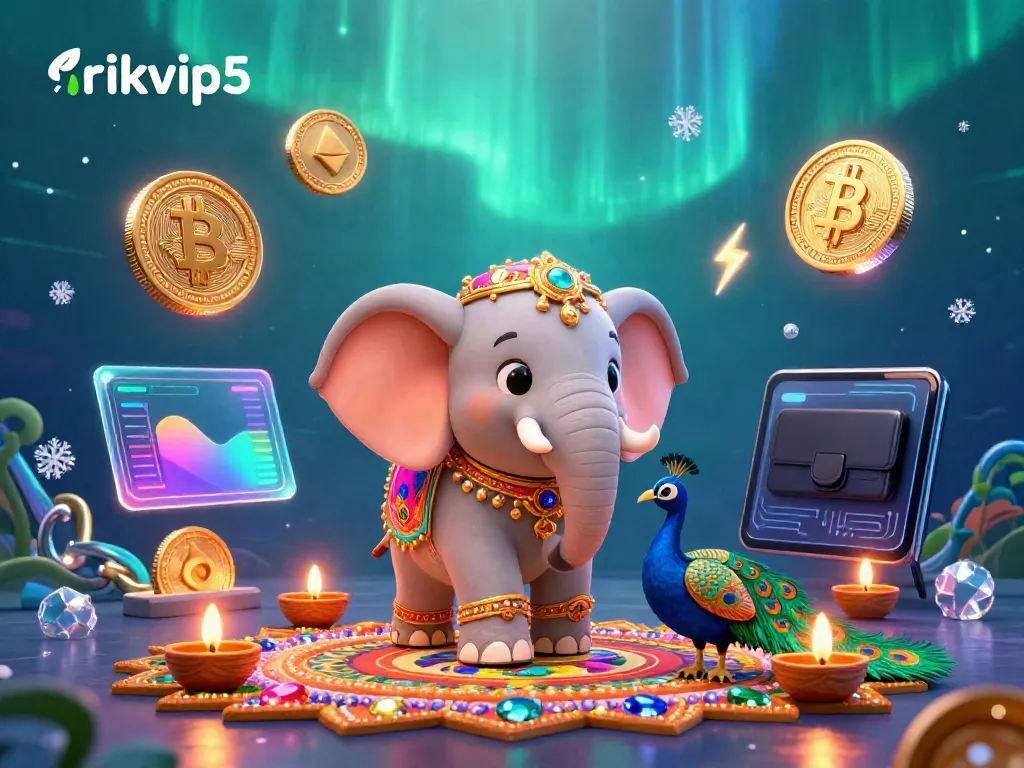 Engage with the vibrant rikvip5 platform featuring a charming cartoon elephant and peacock amidst dynamic gaming elements.