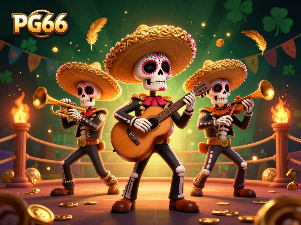 Engage in thrilling gameplay at PG66 with a vibrant mariachi scene filled with gold coins and festive elements.