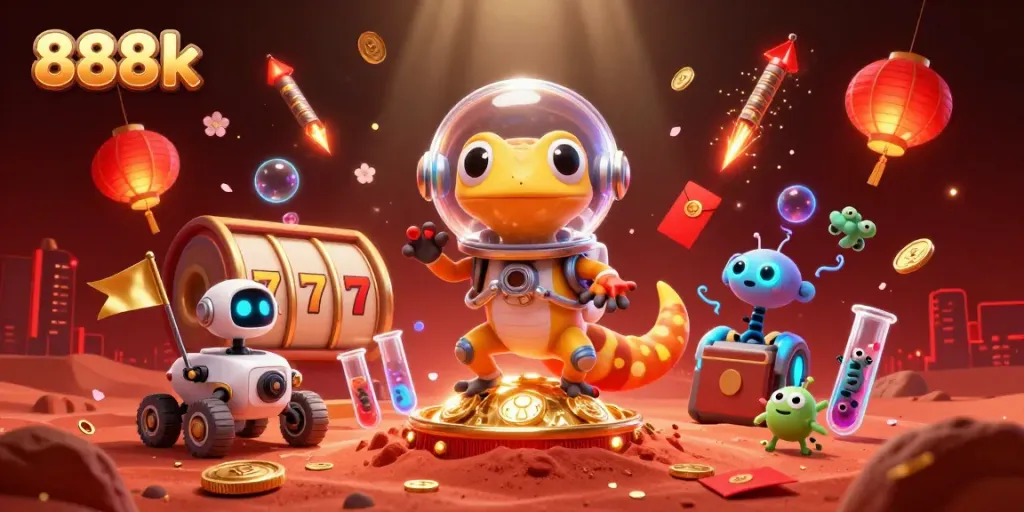 Engage with the vibrant world of 888k as the Martian gecko finds a golden casino.