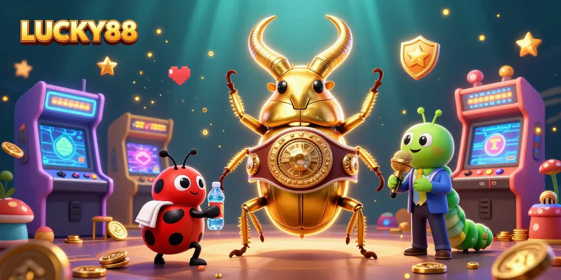 LUCKY88 engages players with vibrant 3D art featuring arcade elements and dynamic characters.