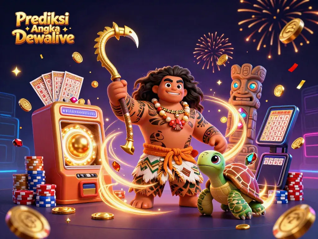 Menggali prediksi angka Dewalive dengan keseruan grafik lotere dan Tiki yang berkilauan.