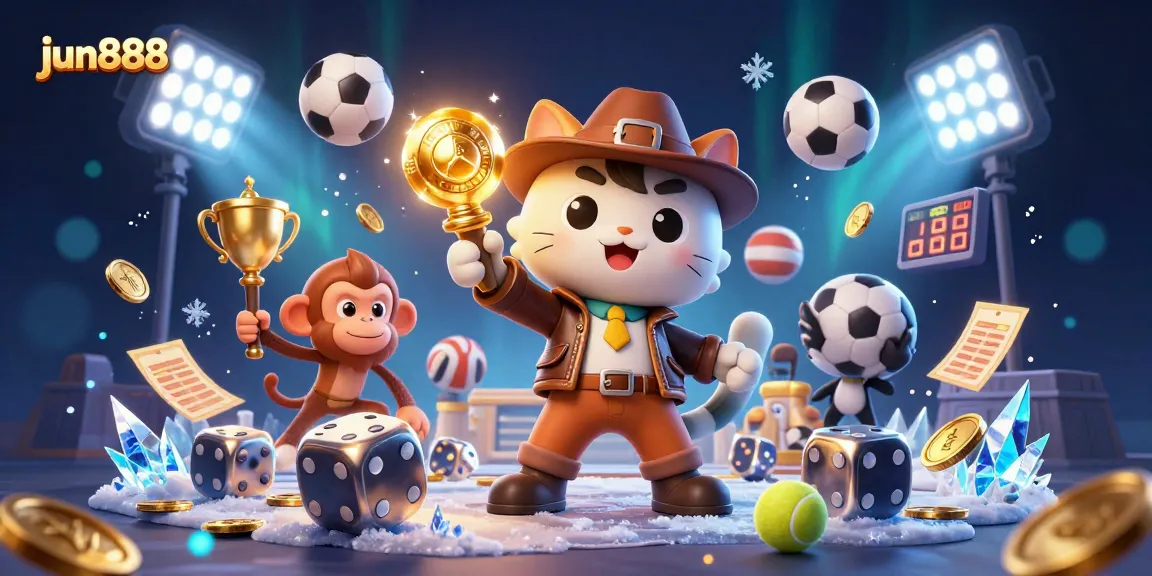 Engage with jun888 as the explorer cat uncovers a golden casino artifact in animated 3D.