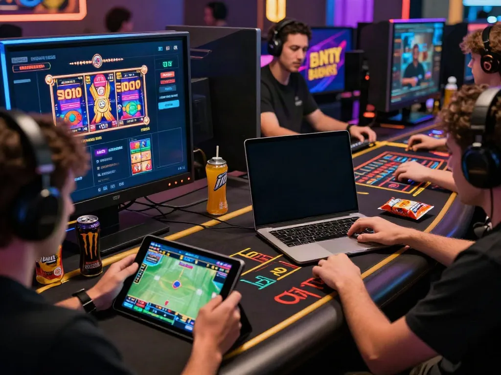 Exciting UK88 online gaming atmosphere with players engaged in betting and live casino games.
