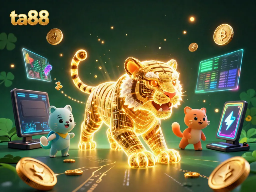 Experience thrilling gaming moments at ta88 with vibrant casino elements and crypto-themed visuals.