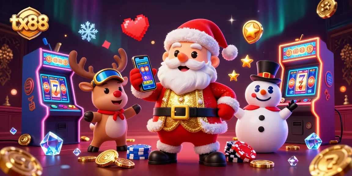 Engage with tx88 to win jackpot slots in this festive 3D casino scene.