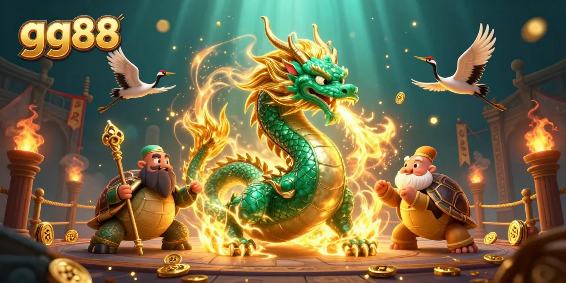 Join the excitement at gg88 with a vibrant casino scene featuring a jade dragon and lucky symbols.