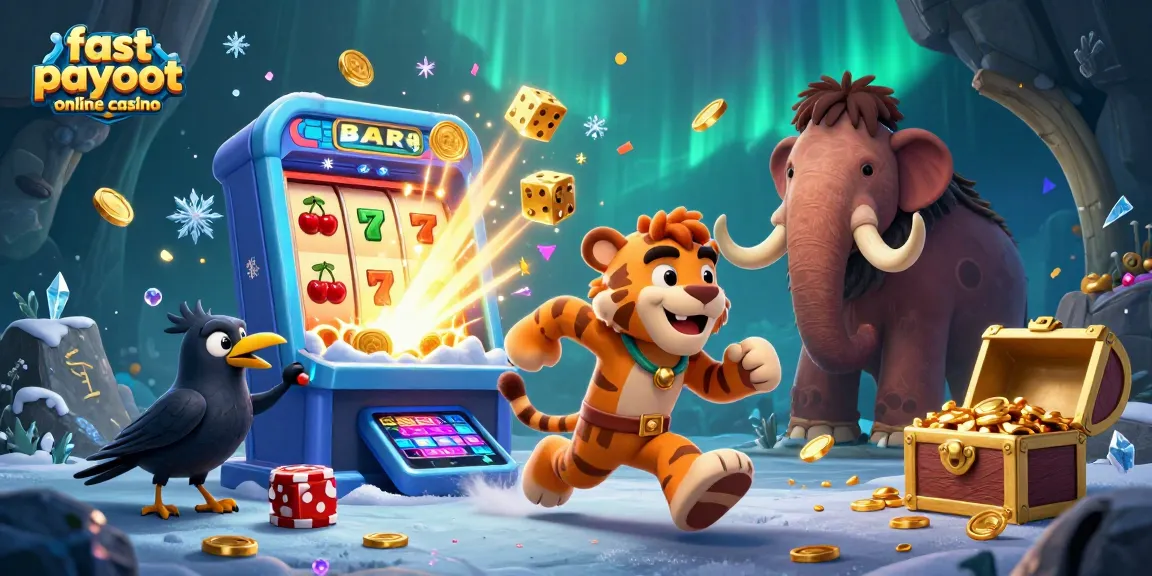 Experience the excitement at a fast payout online casino with playful cavemen and a jackpot explosion.