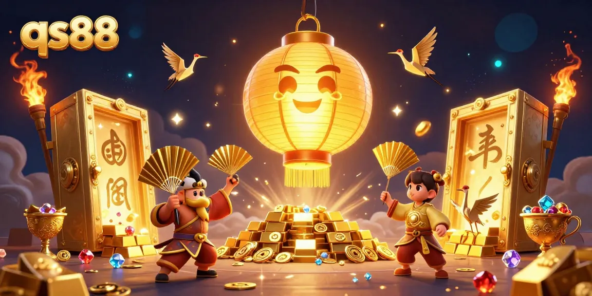 Experience the excitement of qs88 with a glowing lantern spirit floating above a vibrant casino scene.