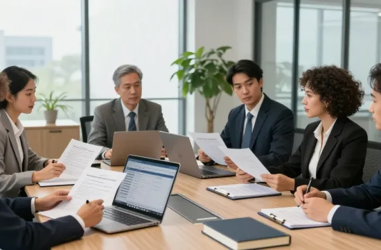 J.K. Chaudhary & Associates team collaborating on legal cases in a modern law office setting.